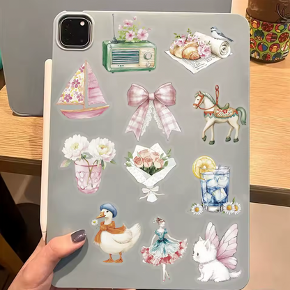 50 Stickers transparentes Jardin de acuarela