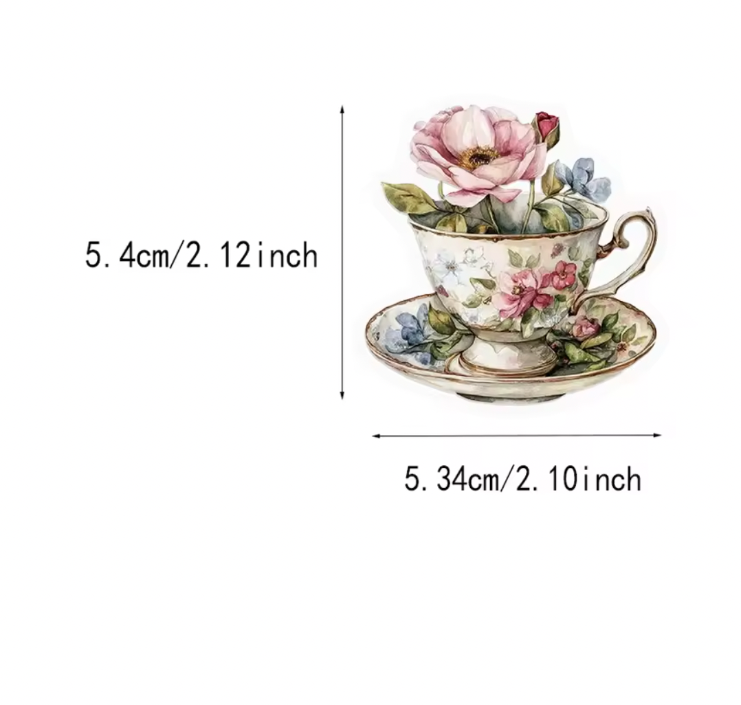 50 Stickers transparentes Libros & Flores