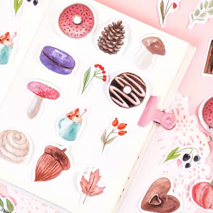 Cajita de Stickers Rosa Postres & Corazones
