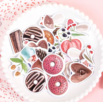 Cajita de Stickers Rosa Postres & Corazones