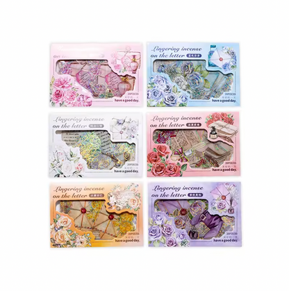 20 Stickers Cartas & Flores con foil holografico