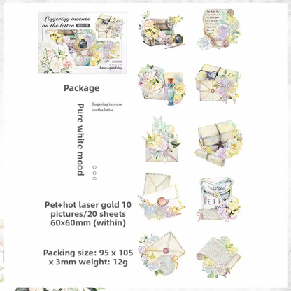 20 Stickers Cartas & Flores con foil holografico