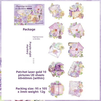 20 Stickers Cartas & Flores con foil holografico