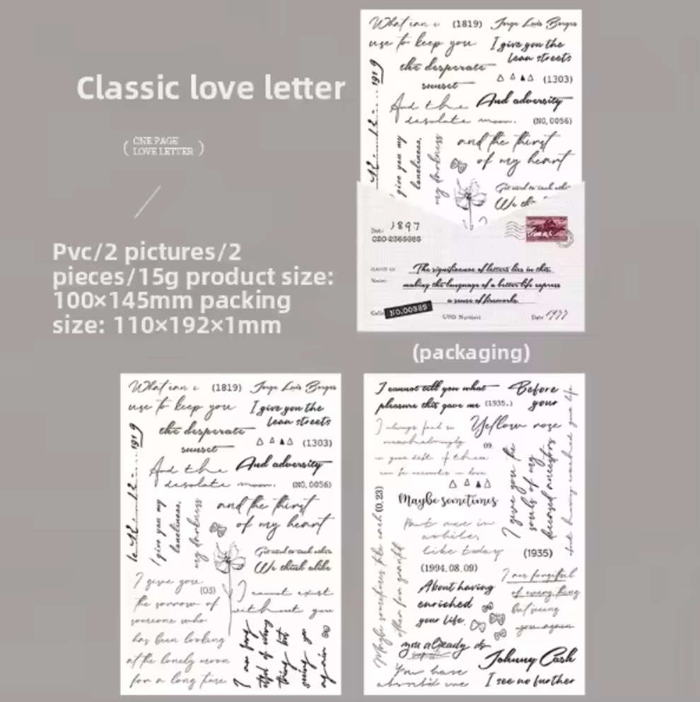 2 Hojas Transfer Cartas & Texto