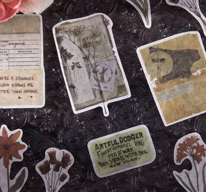 30 Stickers Vintage Texto & Flores
