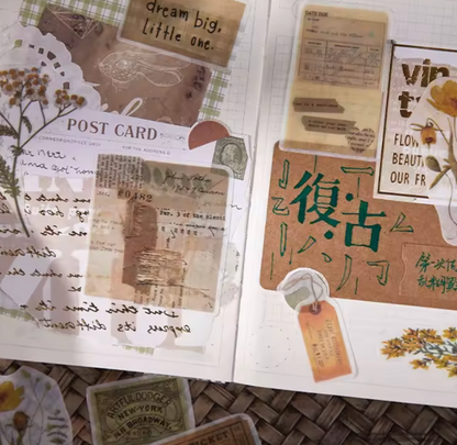 30 Stickers Vintage Texto & Flores