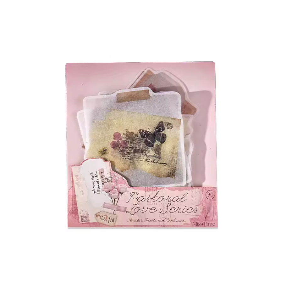 30 Stickers Vintage Texto & Flores