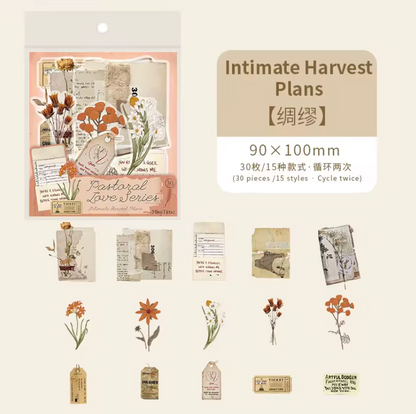 30 Stickers Vintage Texto & Flores