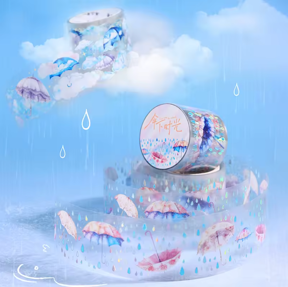 Washi Tape Paraguas con foil holografico