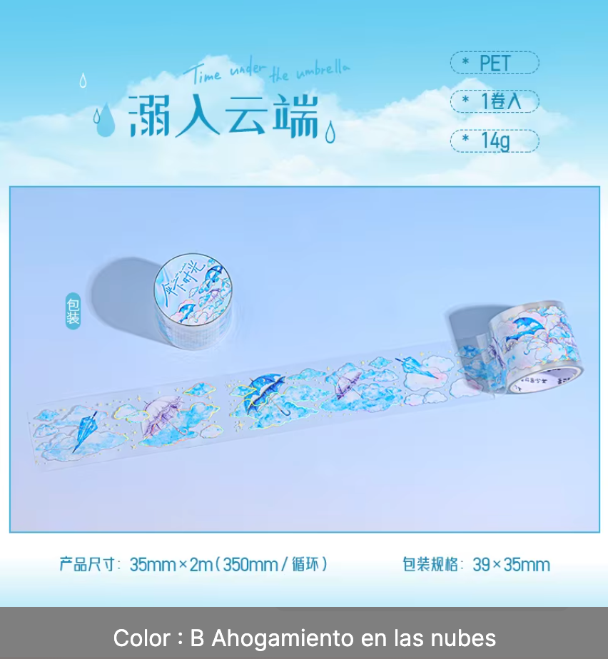 Washi Tape Paraguas con foil holografico