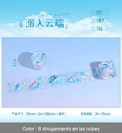 Washi Tape Paraguas con foil holografico