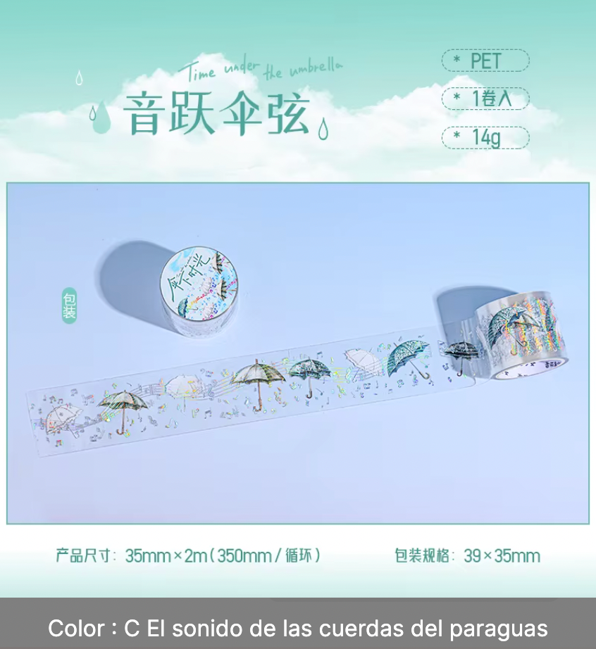 Washi Tape Paraguas con foil holografico