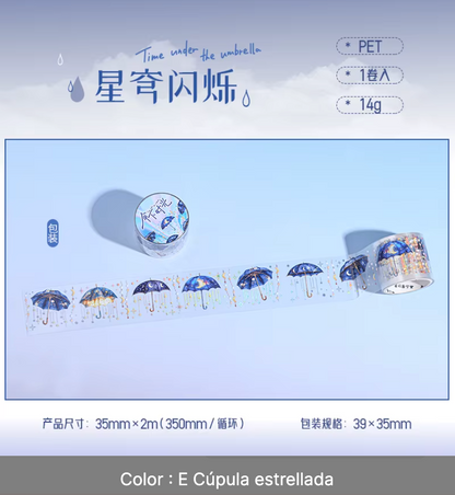 Washi Tape Paraguas con foil holografico