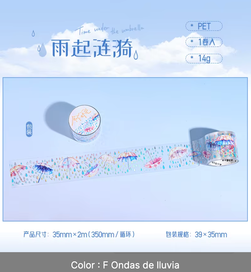 Washi Tape Paraguas con foil holografico