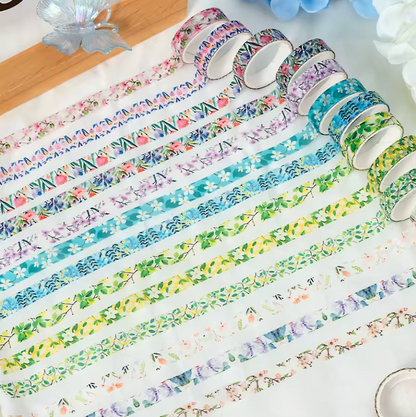 Cajita de 5 washi tapes delgados flores