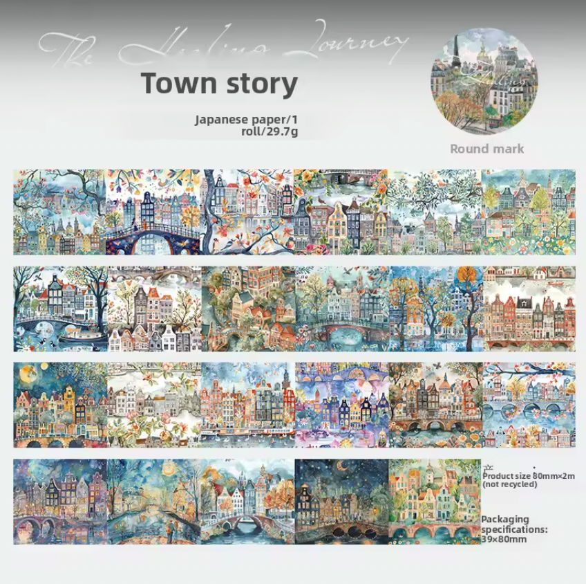 6 Washi tapes anchos Paisajes & ciudades