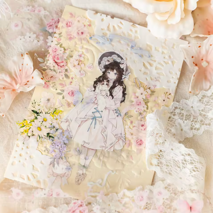 Washi Tape Ancho Transparente Flores