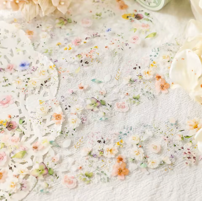 Washi Tape Ancho Transparente Flores