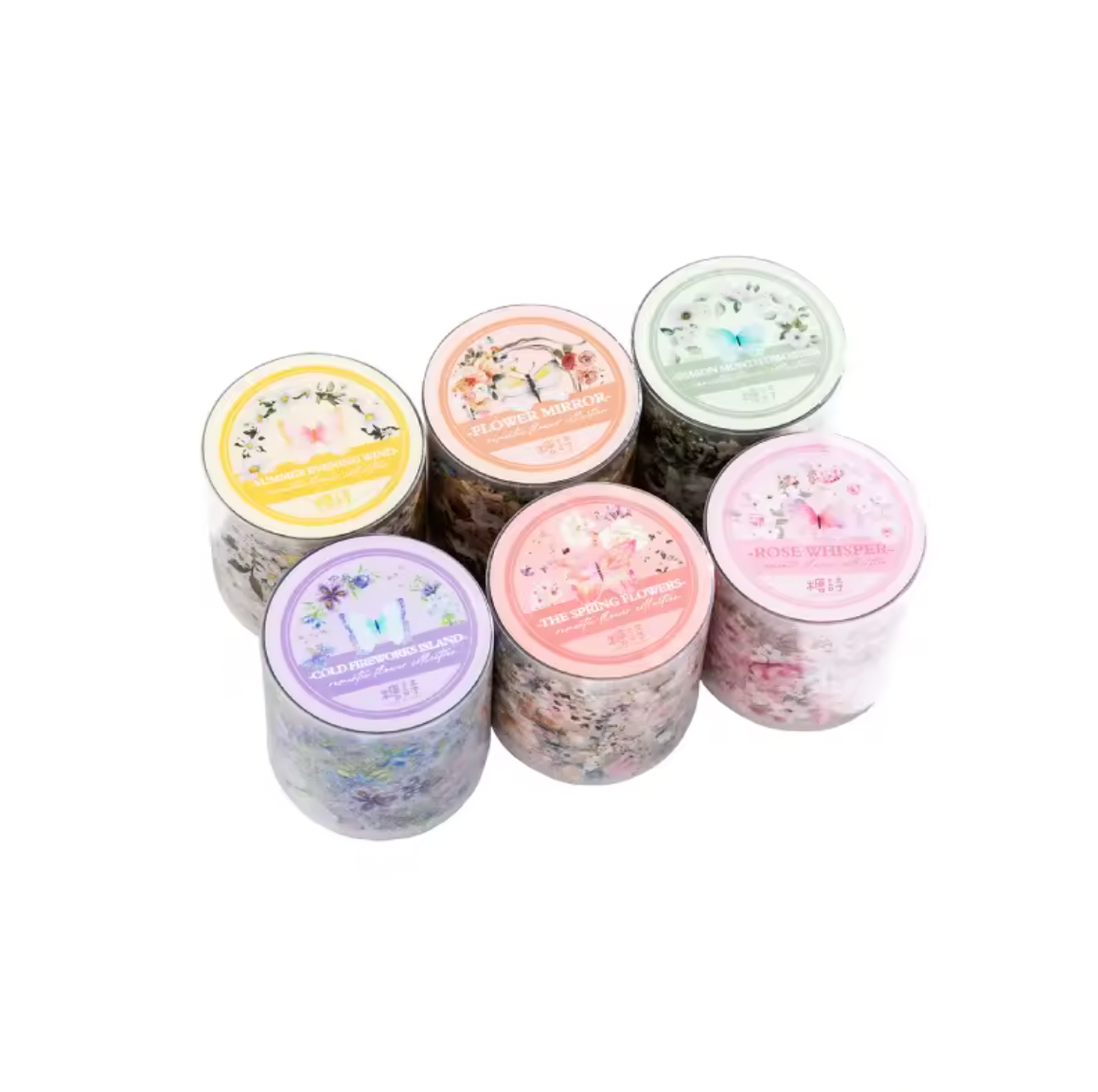 Washi Tape Ancho Transparente Flores