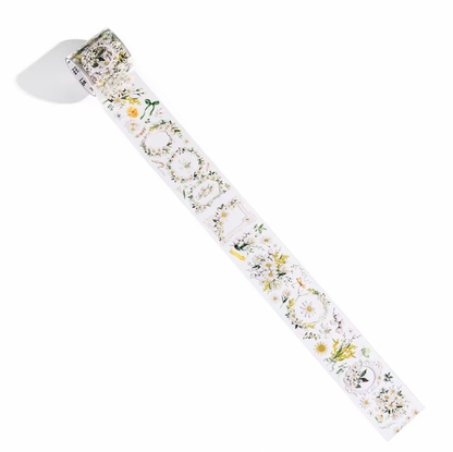 Washi Tape Ancho Transparente Flores