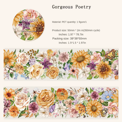 Washi Tape Ancho Flores del campo