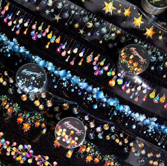 Washi Tape Ancho Luces Holografico