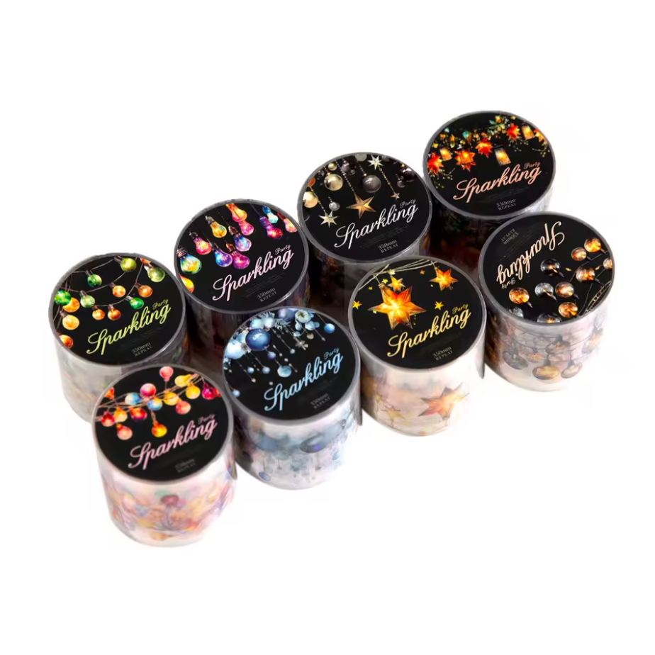 Washi Tape Ancho Luces Holografico