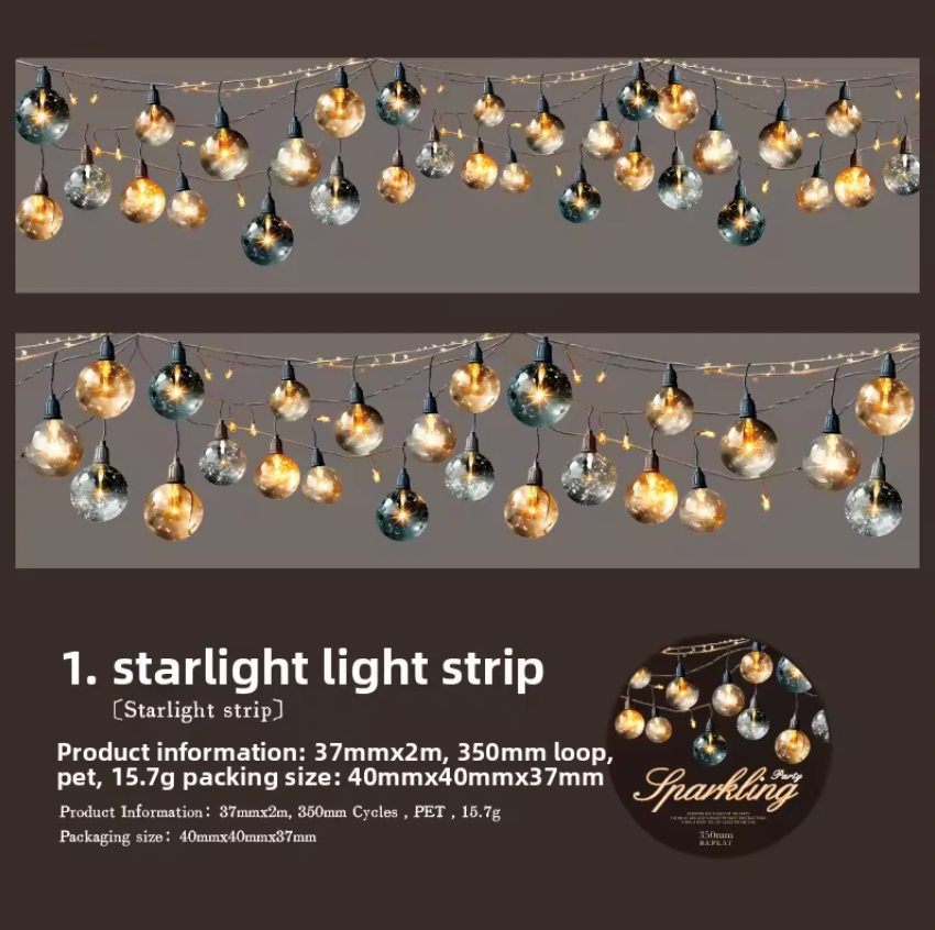 Washi Tape Ancho Luces Holografico