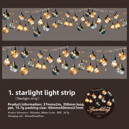 Washi Tape Ancho Luces Holografico