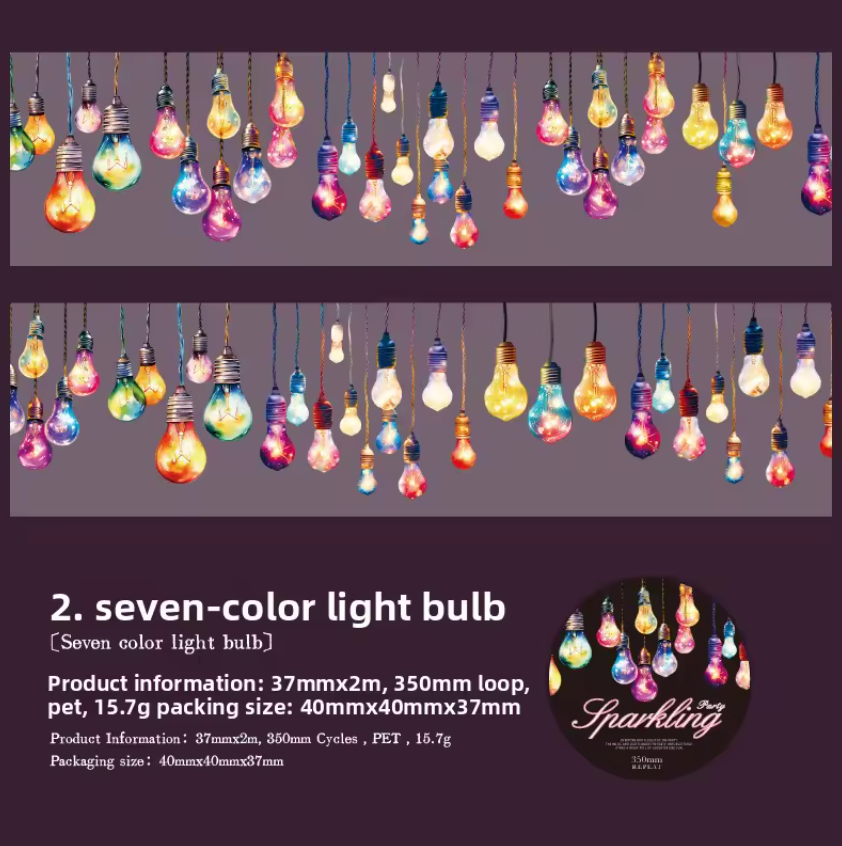 Washi Tape Ancho Luces Holografico