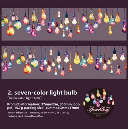 Washi Tape Ancho Luces Holografico