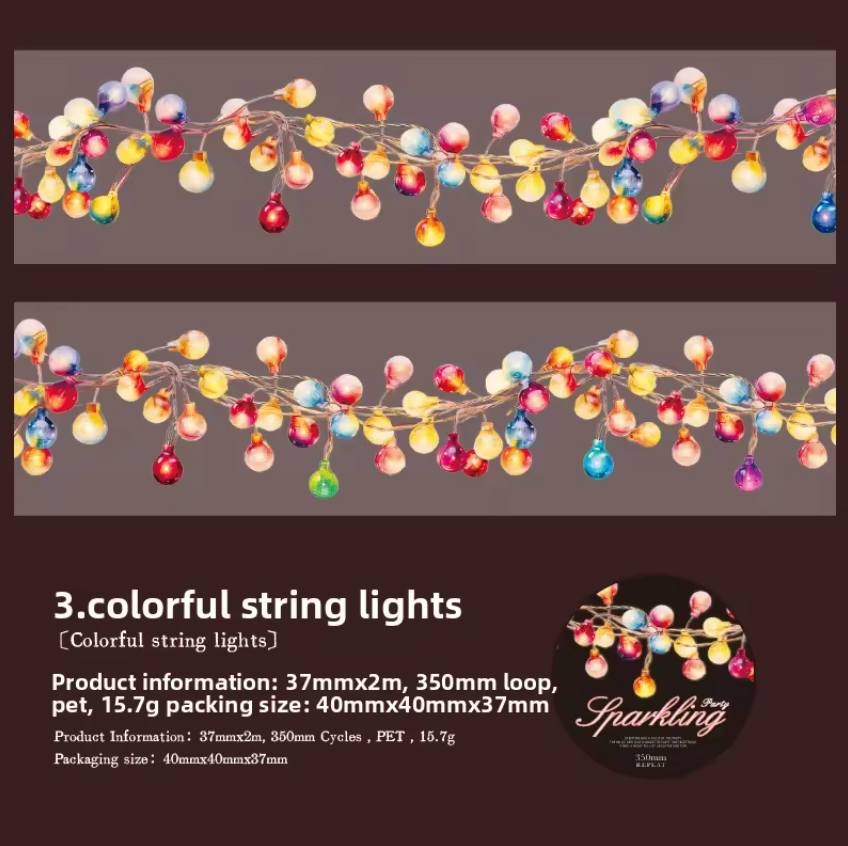 Washi Tape Ancho Luces Holografico