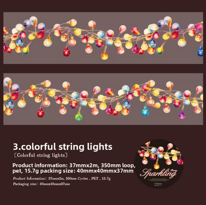 Washi Tape Ancho Luces Holografico