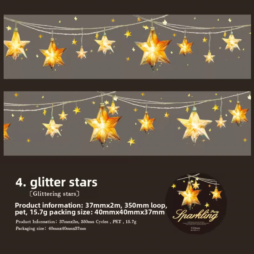 Washi Tape Ancho Luces Holografico