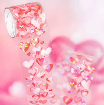 Washi Tape Ancho Corazones Holograficos