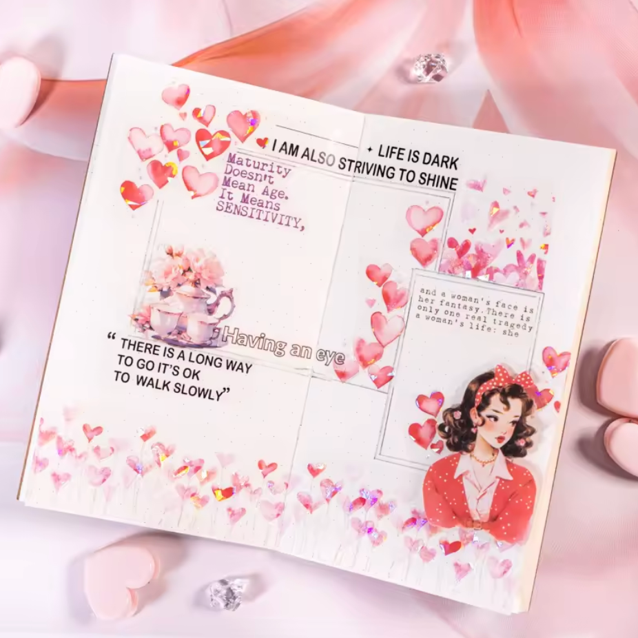 Washi Tape Ancho Corazones Holograficos