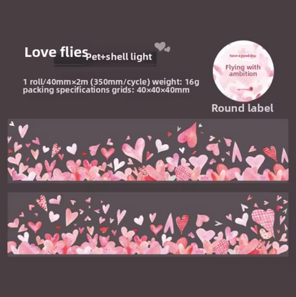 Washi Tape Ancho Corazones Holograficos