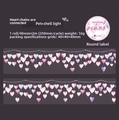 Washi Tape Ancho Corazones Holograficos