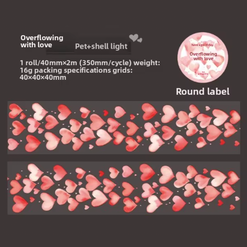 Washi Tape Ancho Corazones Holograficos