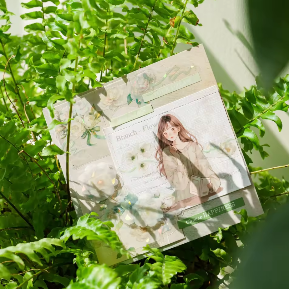 Washi Tape Transparente ancho Flores Holograficos