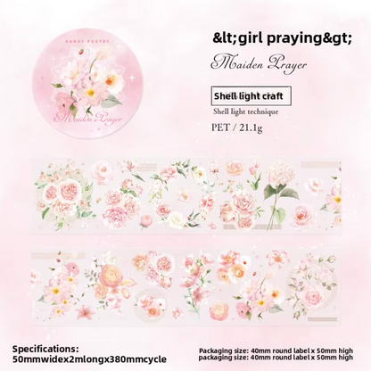 Washi Tape Transparente ancho Flores Holograficos