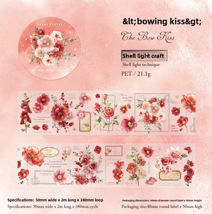 Washi Tape Transparente ancho Flores Holograficos