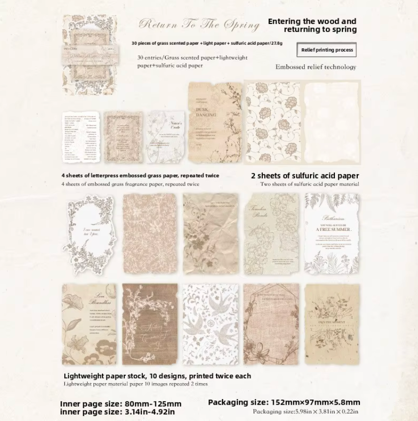 30 Papeles Cartulinas Embossed con relieve