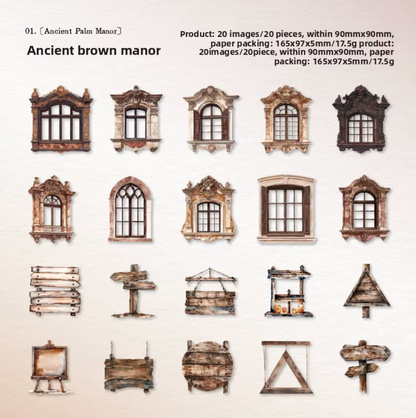 20 Cartulinas Vintage Puertas & ventanas