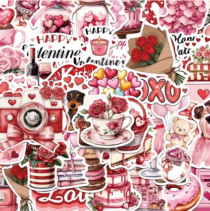 50 Stickers Vinil Happy Valentine