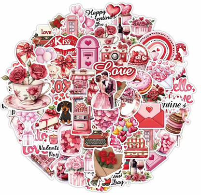 50 Stickers Vinil Happy Valentine