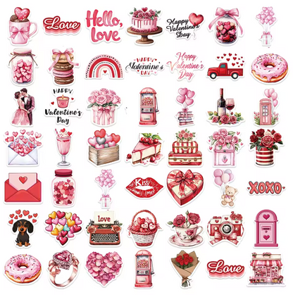 50 Stickers Vinil Happy Valentine