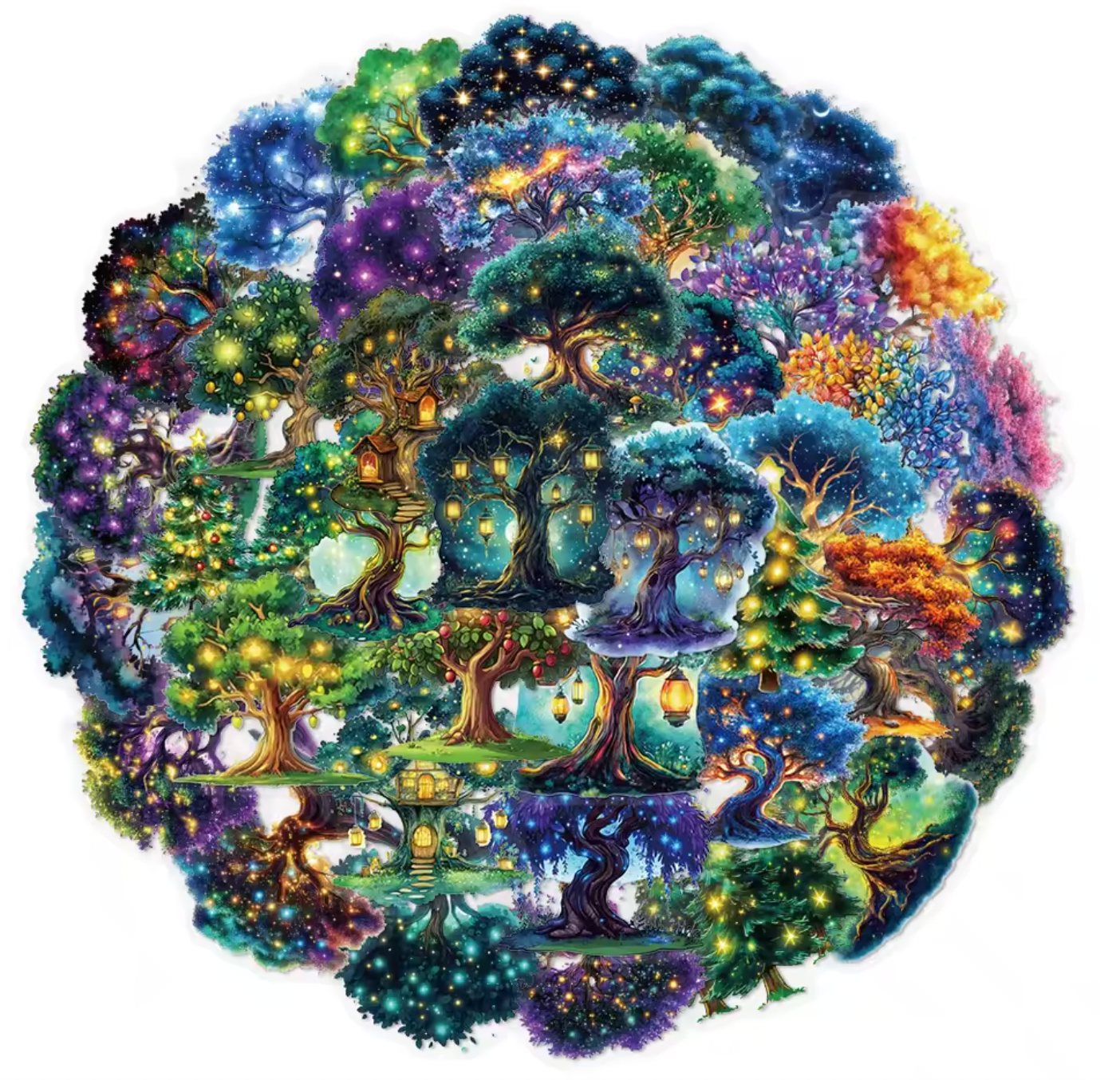 50 Stickers transparentes Arboles & Luces