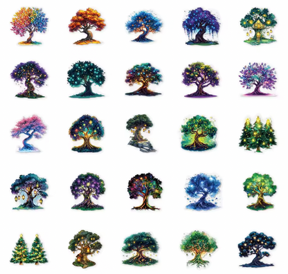 50 Stickers transparentes Arboles & Luces