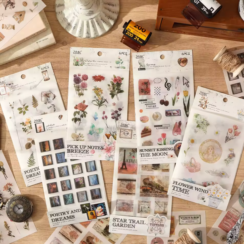 6 Hojas de Stickers Papel de arroz